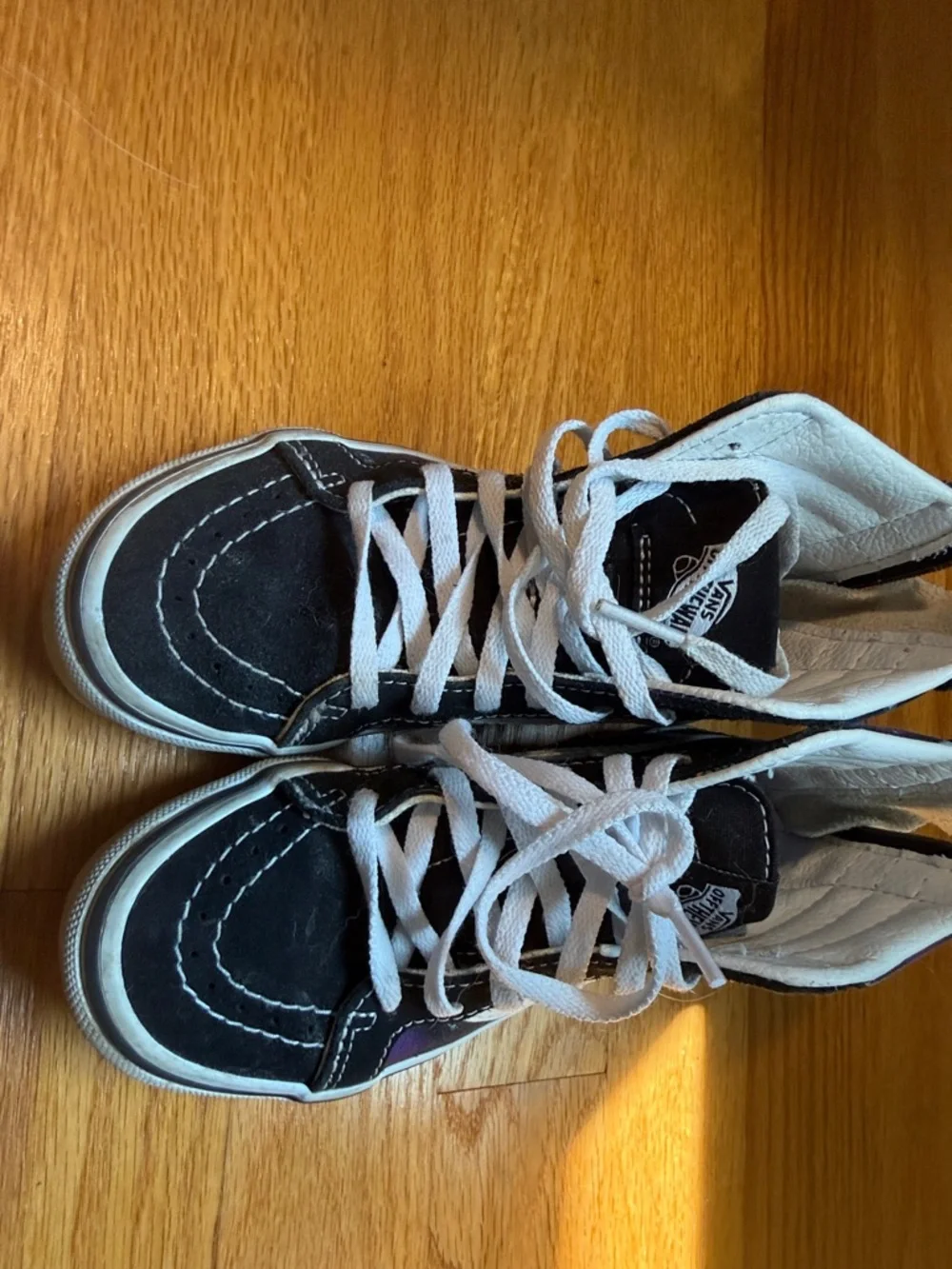Vans Kids Black High-Top Sneakers with White Laces